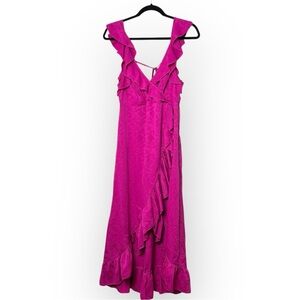 Topshop Fuscia Midi Ruffle Sleeveless Dress 8